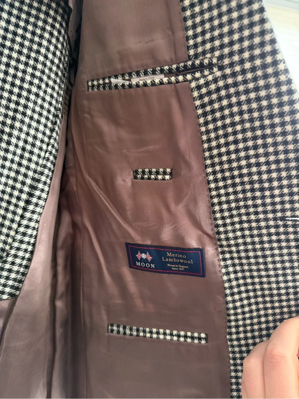 J.Crew Kenmare Moon Merino Lambswool Houndstooth Blazer 42R